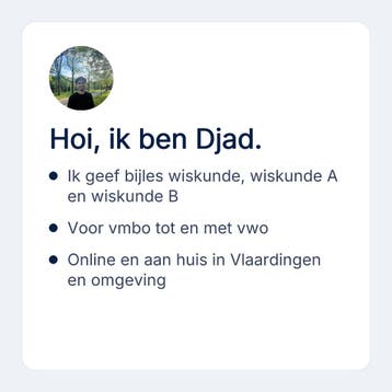 Bijles wiskunde in Vlaardingen, vmbo tot en met vwo, Privéles, Bijles