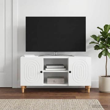 vidaXL TV-kast Hoogglans Wit 102 x 34,5 x 50 cm Bewerkt hout, Minder dan 50 cm, Verzenden, Nieuw, Minder dan 100 cm