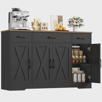 Stijlvol Dressoir 140cm met 4 Barn Doors en 3 Lades - Opberg, Verzenden, Nieuw