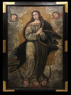 École Coloniale Espagnole (c. 1750) - LImmaculée - XL, Antiek en Kunst