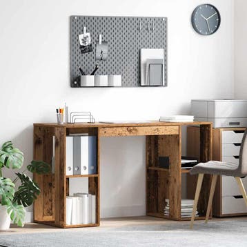 vidaXL Bureau met plank Oud Hout 130 x 50.5 x 75 cm Bewerkt, Verzenden, Nieuw