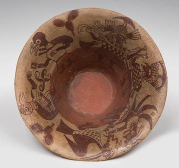 Precolumbiaans - Moche Keramische vaas met vogelmannen Met