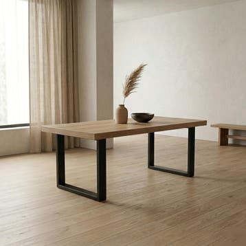 Eiken eettafel 180x90 met stalen U-poot | nieuw, Huis en Inrichting, Tafels | Eettafels, Nieuw, Vijf personen of meer, 150 tot 200 cm
