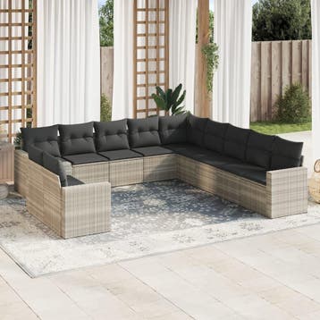 vidaXL 11-delige Loungeset met kussens poly rattan, Verzenden, Nieuw, Loungeset