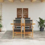 vidaXL Tuin eettafelset 5 pcs Zwart Massief Acaciahout, Verzenden, Nieuw