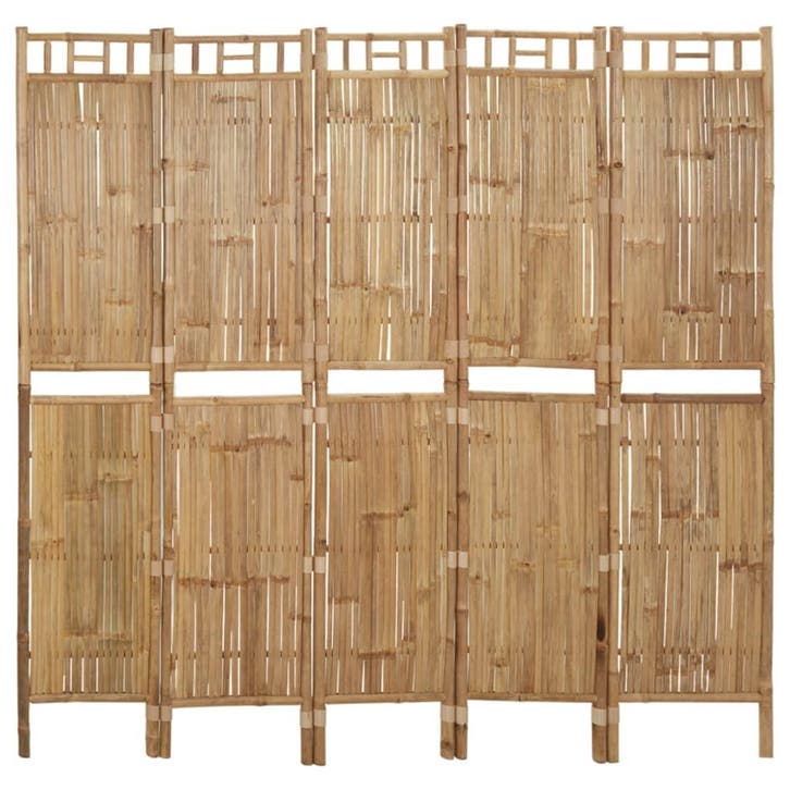 vidaXL Kamerscherm met 5 panelen 200x180 cm bamboe, Huis en Inrichting, Woonaccessoires | Kamerschermen, Nieuw, Verzenden