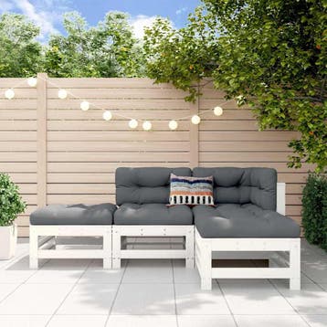 vidaXL 4-delige Loungeset massief grenenhout wit, Verzenden, Nieuw, 4 zitplaatsen, Loungeset
