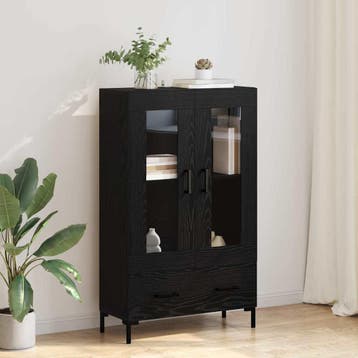 vidaXL Highboard met lade Zwart Eiken 69,5 x 31 x 115 cm, Minder dan 50 cm, Verzenden, 100 tot 150 cm, Nieuw