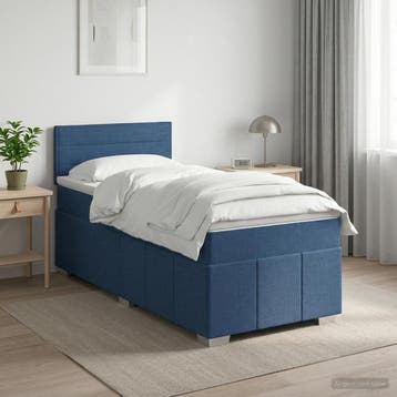 vidaXL Boxspringbed met matras met hoofdeinde Blauw 90 x 200, Verzenden, Nieuw, Eenpersoons, Blauw