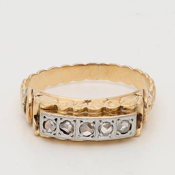Ring - 14 karaat Geel goud - Diamant; roos geslepen, Nieuw
