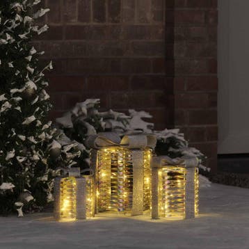 vidaXL Cadeau Doos Decoratie 3 st 60 LEDs Warmwit 20 x 20 x, Verzenden, Nieuw