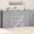 vidaXL Dressoirs 3 st 60x31x84 cm bewerkt hout grijs sonoma, Minder dan 50 cm, Verzenden, Nieuw, Overige houtsoorten