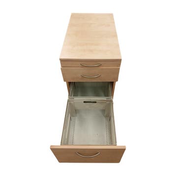 Houten ladeblok 43x76,5x60 cm met 3 lades, op 4 wielen,, Ophalen of Verzenden, Gebruikt, Overige typen