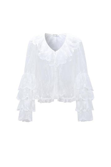 De Charmante Blouse – Transparant Kant met Ruches |, Verzenden, Nieuw