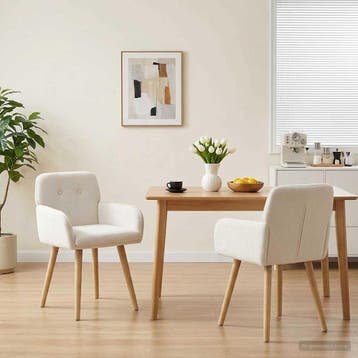 vidaXL Eettafelstoelen 2 st Bouclé Crèmekleurig 59 x 57 x 85, Verzenden, Nieuw