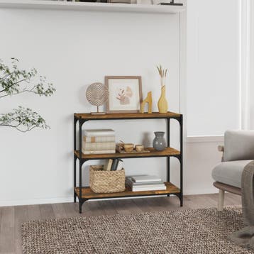 vidaXL Boekenkast 80x33x70,5 cm hout en staal gerookt, Huis en Inrichting, Minder dan 50 cm, Verzenden, Nieuw, Minder dan 100 cm