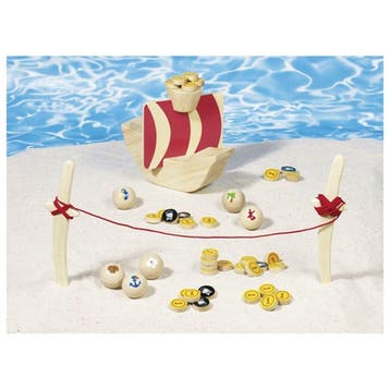 Goki piratenspel - houten gezelscha van €16,99 voor €8,50, Hobby en Vrije tijd, Gezelschapsspellen | Bordspellen, Ophalen of Verzenden