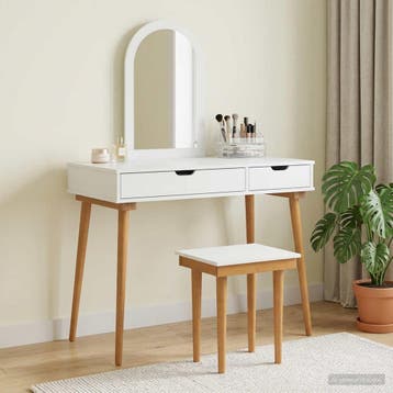 vidaXL Toilettafel Set FAUSKE 3 st Wit 100 x 50 x 143 cm, Verzenden, Nieuw