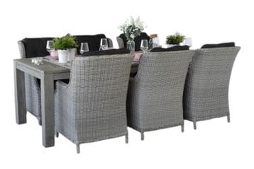 Cancun-Darwin Tuinset 6 Personen - Acacia / Light Kobo Grey, Tuin en Terras, Tuinsets en Loungesets, Verzenden, Nieuw