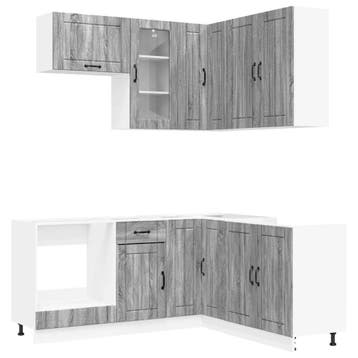 vidaXL Keukenblok LUCCA 8 st Grijs Sonoma Bewerkt hout, Huis en Inrichting, Keuken | Keukenelementen, Verzenden, Nieuw, Grijs