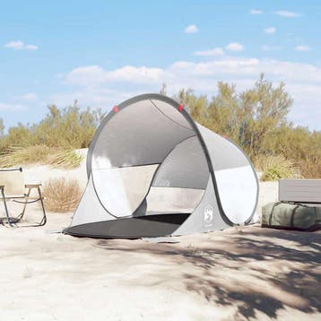 vidaXL Strandtent pop-up waterdicht grijs, Verzenden, Nieuw, Tot en met 2