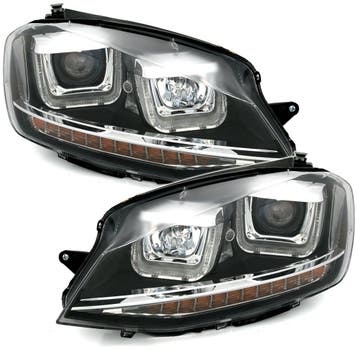 Koplampen VW Golf VII U-Tube LED Black, Ophalen of Verzenden, Nieuw