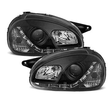 Koplampen Opel Corsa B DRL look Devil Eyes zwart, Ophalen of Verzenden, Nieuw