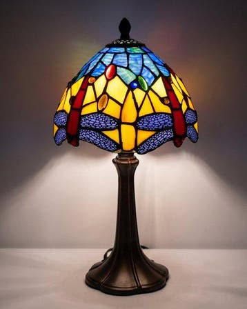 Tafellamp (3) - glas-in-lood, hars, Antiek en Kunst