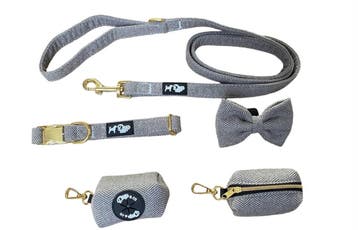 Hondenriem+Halsband+Strik en Poepzakjeshouder (4delig) Za..., Dieren en Toebehoren, Ophalen of Verzenden, Nieuw