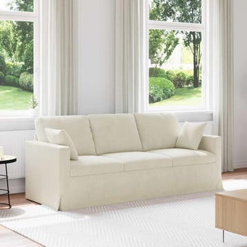 vidaXL Bank Crème 198 x 78 x 80 cm Fluweel, Huis en Inrichting, Banken | Bankstellen, Verzenden, Nieuw, Stof, Minder dan 150 cm