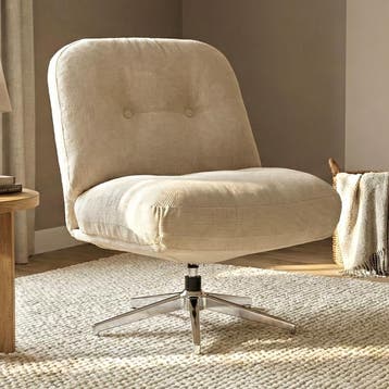 *WOONWINKEL* Retro Draaifauteuil Ribstof Creme, Huis en Inrichting, Fauteuils, Verzenden, Nieuw, Stof