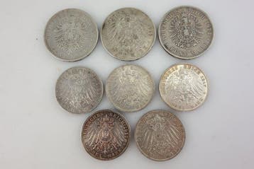 Duitsland, keizerrijk Collection of silver coins (5 and 3