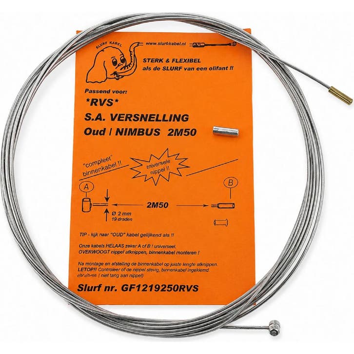 Slurf RVS versnellingkabel - 250 cm - Geschikt voor Sturm..., Fietsen en Brommers, Fietsonderdelen, Overige typen, Nieuw, Ophalen of Verzenden