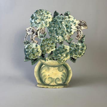 Decoratief ornament - Vintage Toleware Hand Painted Blue
