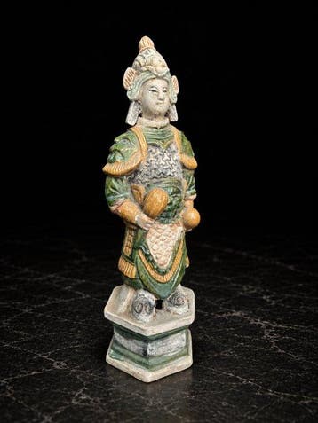 Oud-Chinees, Ming-dynastie Terracotta Sancai Warrior Guard -, Antiek en Kunst