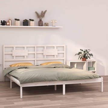 vidaXL Bedframe massief hout wit 200x200 cm, Verzenden, Wit, Overige maten, 200 cm