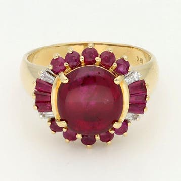 Ring - 14 karaat Geel goud Diamant (Natuurlijk) - Robijn, Nieuw
