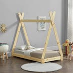Kinderbed Onejda Tipi grenen met bedbodem 70x140 cm hout, Verzenden, Nieuw