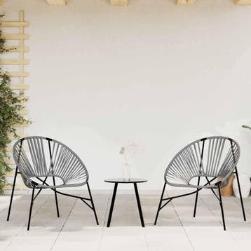 vidaXL Set tuinstoelen 3-delig poly rattan zwart en, Verzenden, Nieuw