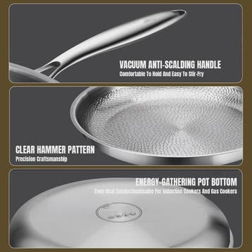 Pure Titanium Koekenpan 30/26cm - Anti-aanbak, Hamerslag Pat, Verzenden, Nieuw