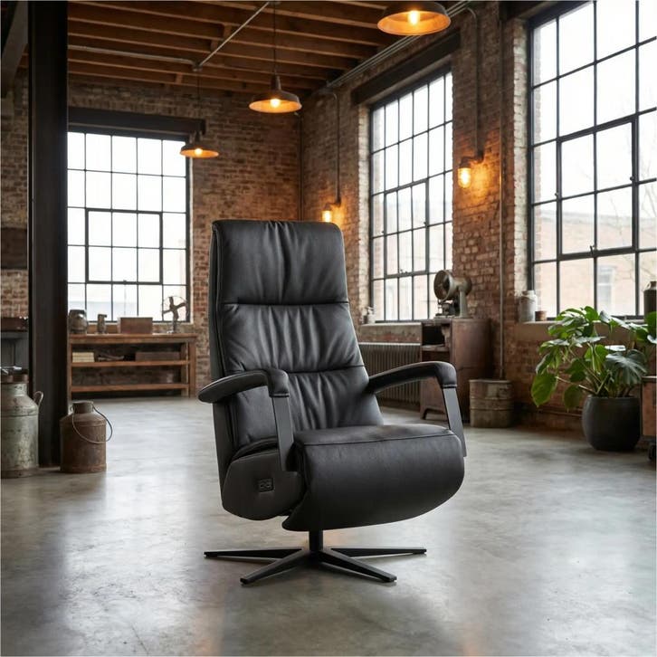 Leren elektrisch relaxfauteuil Core - Toledo Nero (zwart) -, Huis en Inrichting, Fauteuils, 50 tot 75 cm, 75 tot 100 cm, Nieuw