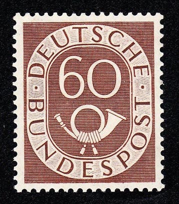 Duitsland, Bondsrepubliek 1951 - Posthoorn 60 pfennig,, Gestempeld