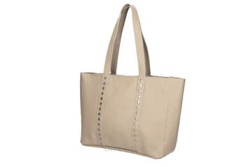 Maxi leren tas met messing studs - brede schouderband -, Nieuw