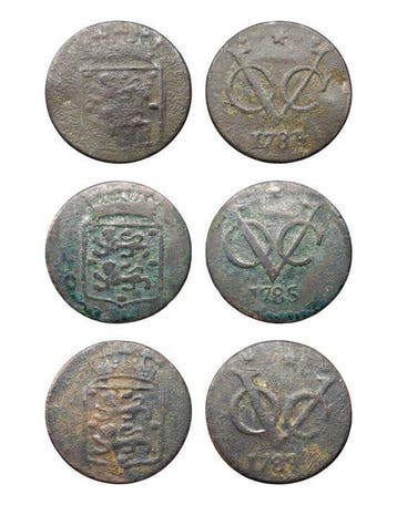 Nederlands-Indië. Duit / 1 Cent 1784, 1785, 1787 West