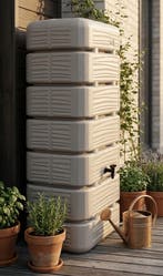 320 liter muur regenton taupe Dune, Nieuw