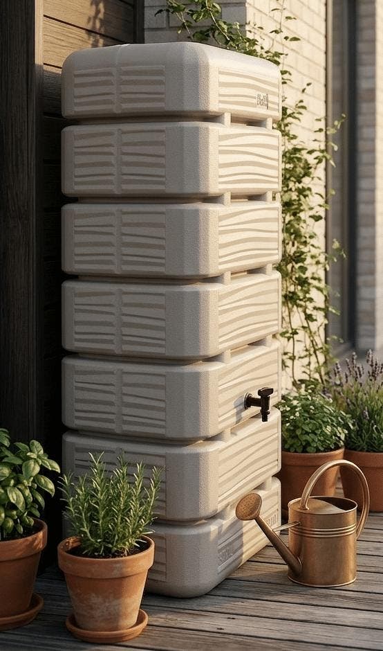 320 liter muur regenton taupe Dune, Tuin en Terras, Regentonnen, Nieuw
