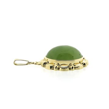 Gouden hanger met Jade (Hanger of bedel), Ophalen of Verzenden, Gebruikt, Goud, Overige merken