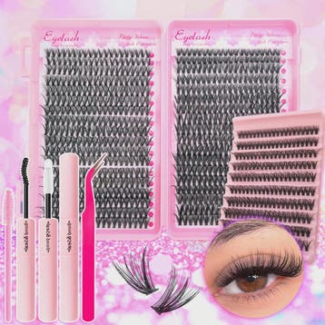 Fluffy Wimperextensie Kit: 720 Stuks Wimper Clusters & Tools, Verzenden, Nieuw