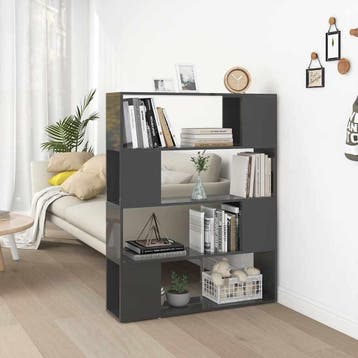 vidaXL Boekenkast/kamerscherm 100x24x124 cm hoogglans grijs, Huis en Inrichting, Minder dan 50 cm, Verzenden, 100 tot 150 cm, Nieuw