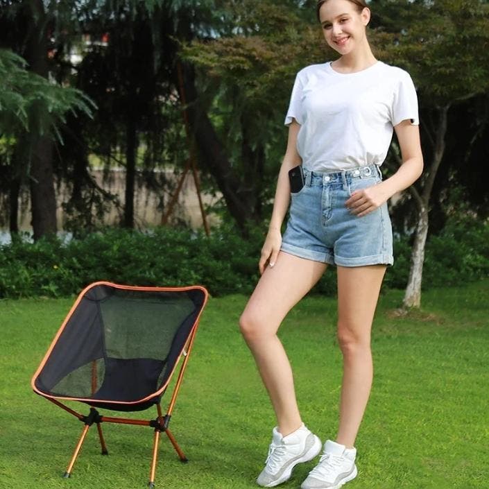 Ultralichte Campingstoel Opvouwbaar Aluminium Moon Chair, Caravans en Kamperen, Kampeermeubelen, Nieuw, Verzenden